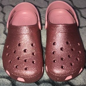 Pink glittery Crocs